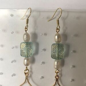 Elegant Gold and Blue Dangle Earrings